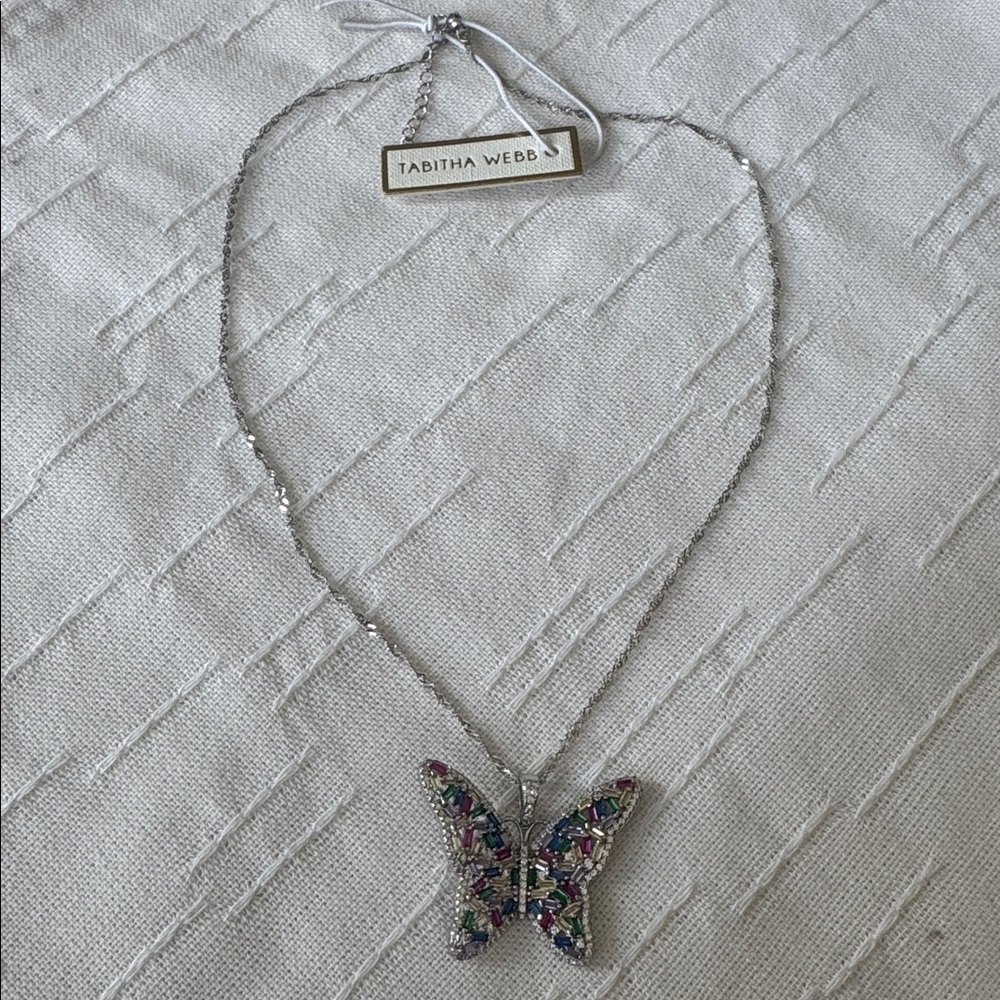 Tabitha Webb 925 Multicolored Butterfly Pendant Necklace